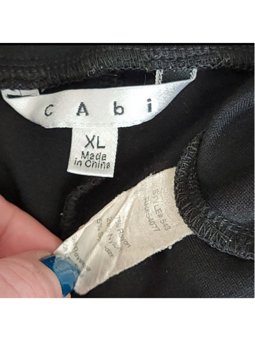 CAbi #543 XL Mid Rise Ponte Knit Seamed Black Ankle Leggings Pull On Skinny Pant - Picture 10 of 11